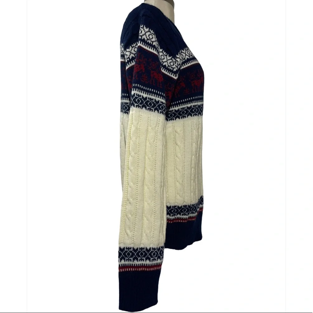 Rare Vintage Sweater Nordic Fair Isle Chunky Knit Winter Christmas Ski Crewneck